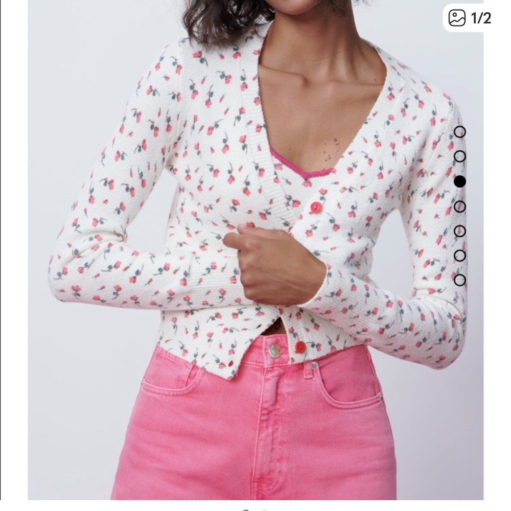 Zara White Floral Cardigan and Tank